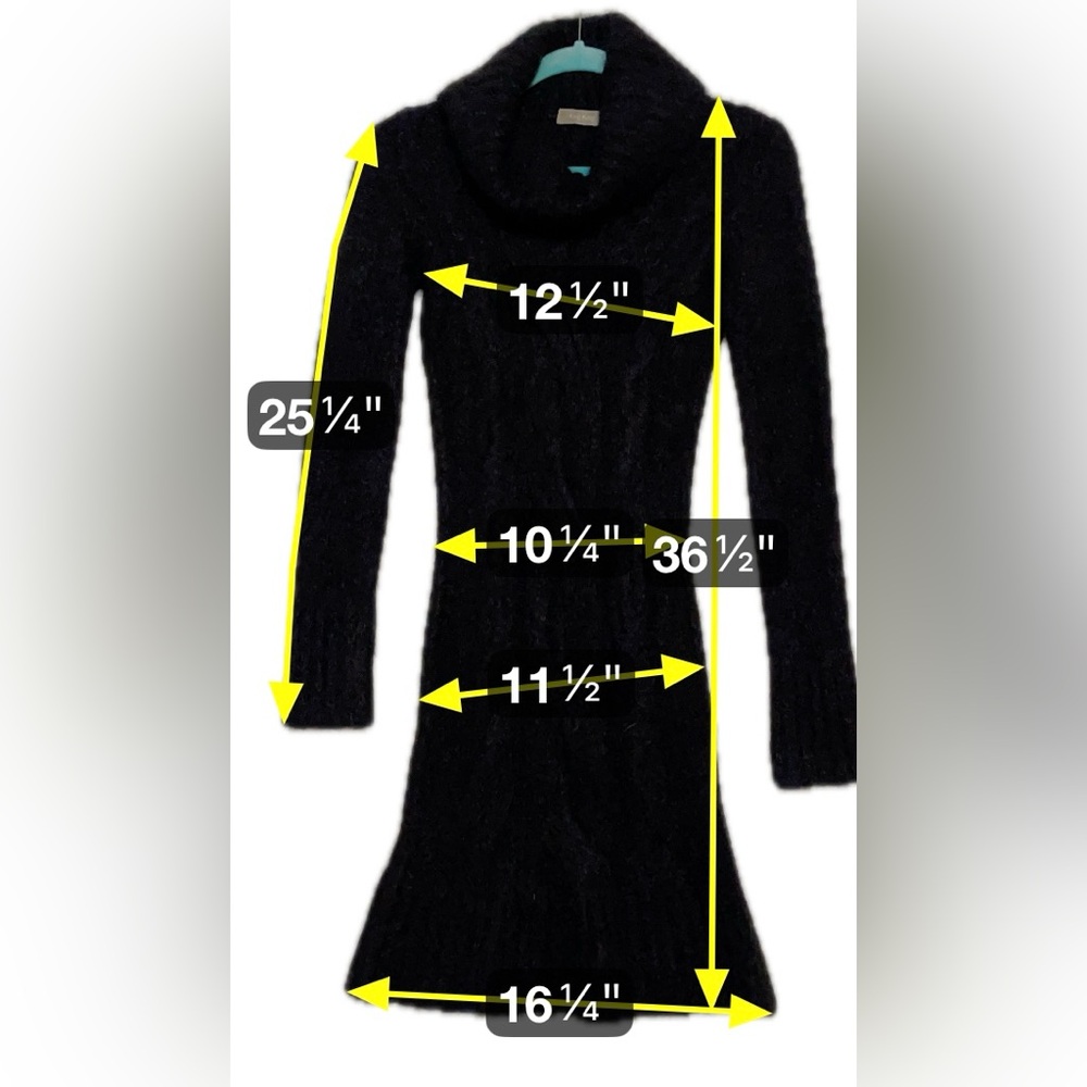 Whimsigoth Black Cowl-Neck Cable Sweater Dress Luxury Soft Stretch Bodycon Small - Picture 7 of 10